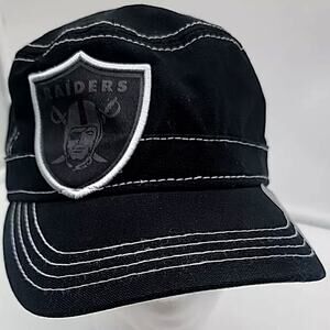 Womens Las Vegas Raiders Adjustable Military Cadet Hat Cap Black shield patch
